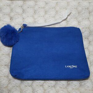 Lancome cosmetics clutch bag blue pom pom